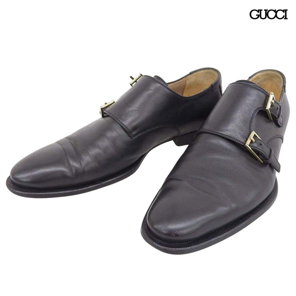 グッチ GUCCI Y 2 K ヴィンテージ 132527 ボックスカーフレザー ダブルモンク ドレスシューズ 38.5 E 24-24.5 cm相当 メンズ ビジネス 旅