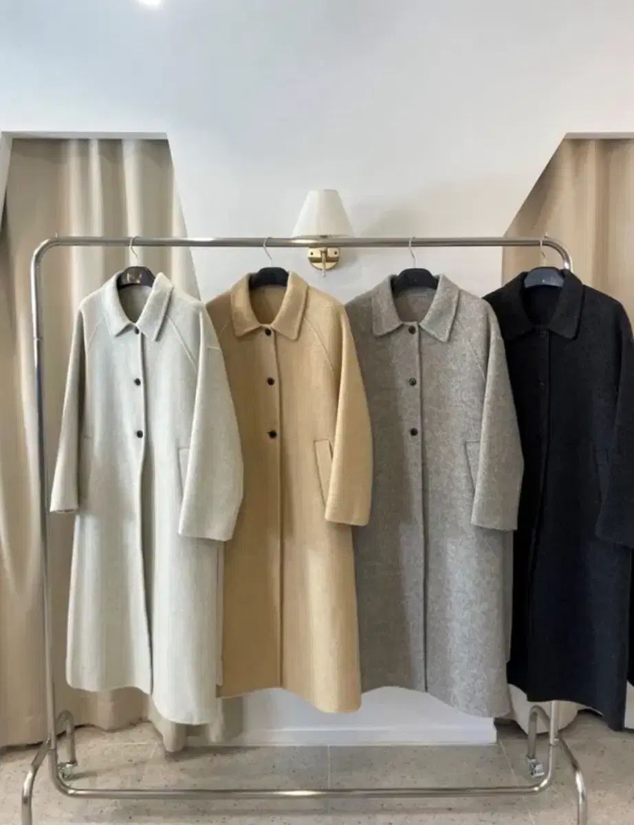 裏ボタン ハンドメイド グレー ロングコート M