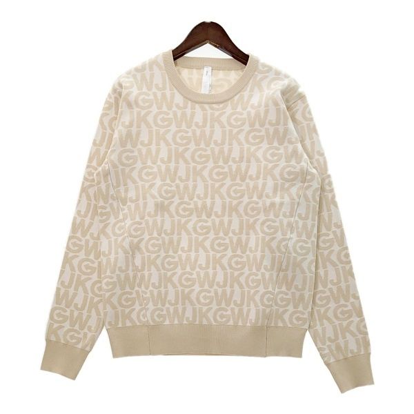 WJKG golf ダブルジェイケイ ゴルフウェア ニット セーター プルオーバー クルーネック メンズ Lサイズ ベージュ系 トップス DM 17599