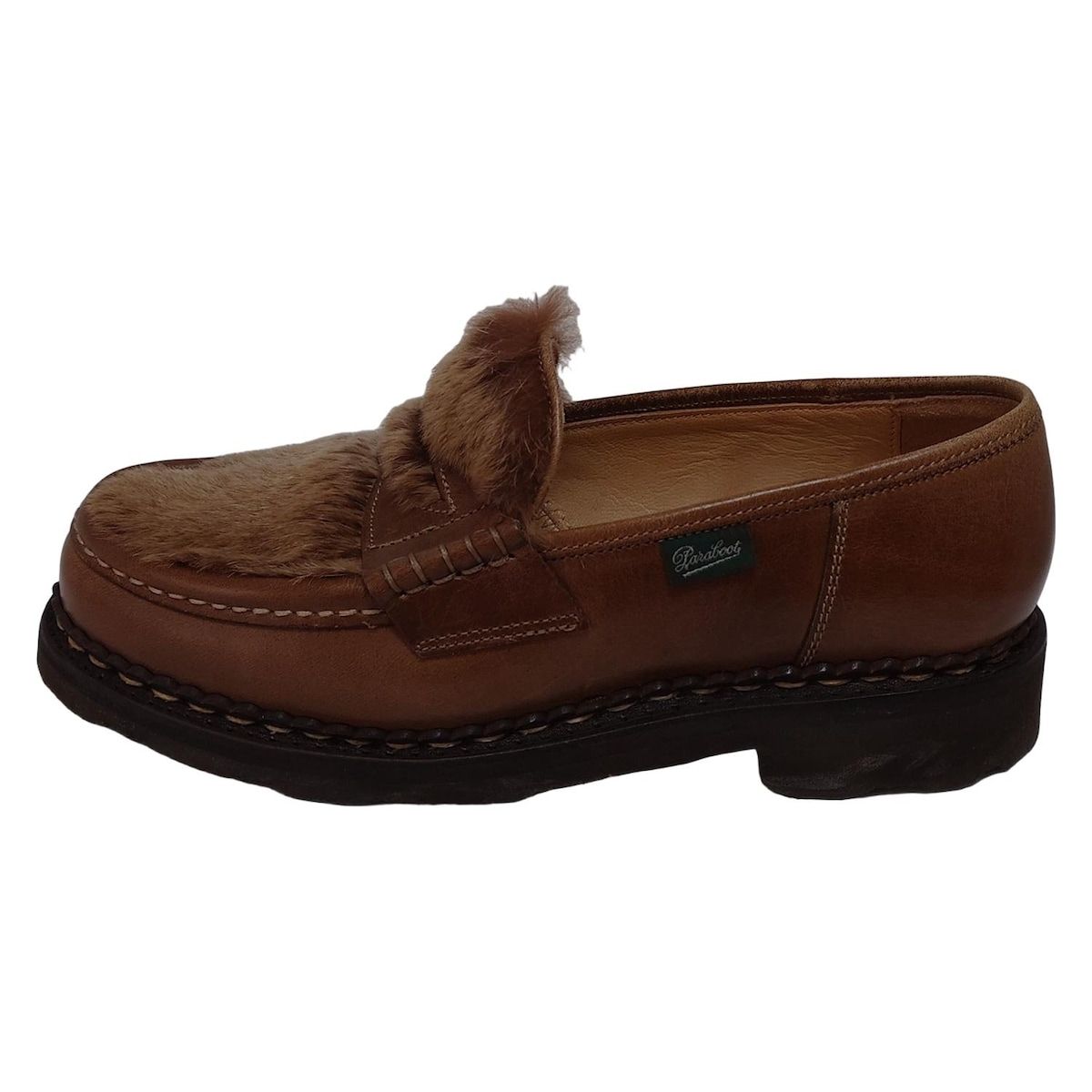 Paraboot パラブーツ ローファー ４ B レディース ブラウン レザー ファー
