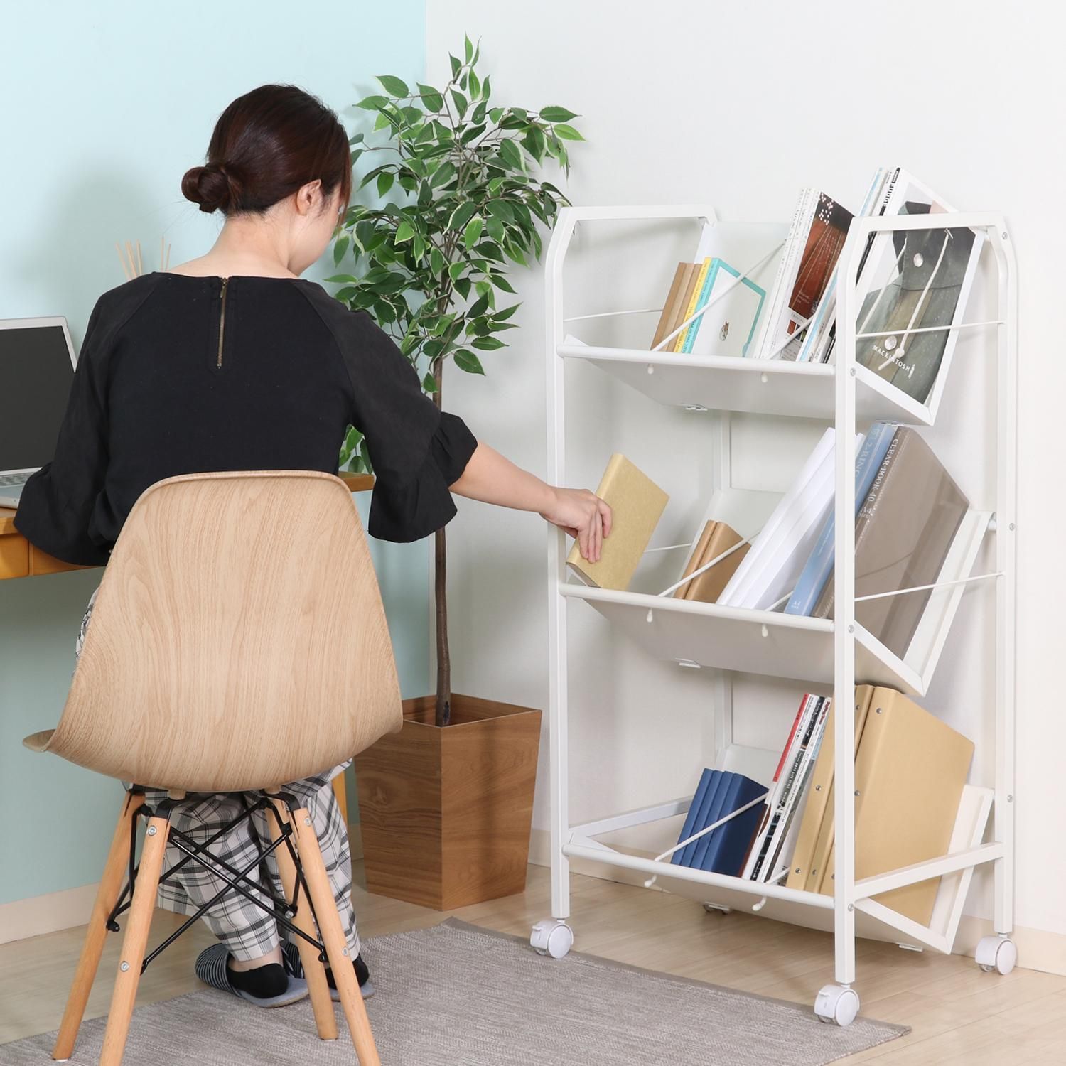 ３段 コンパクト ファイル ラックワゴン 幅55 cm ラック ファイルラック 書類棚 書類収納