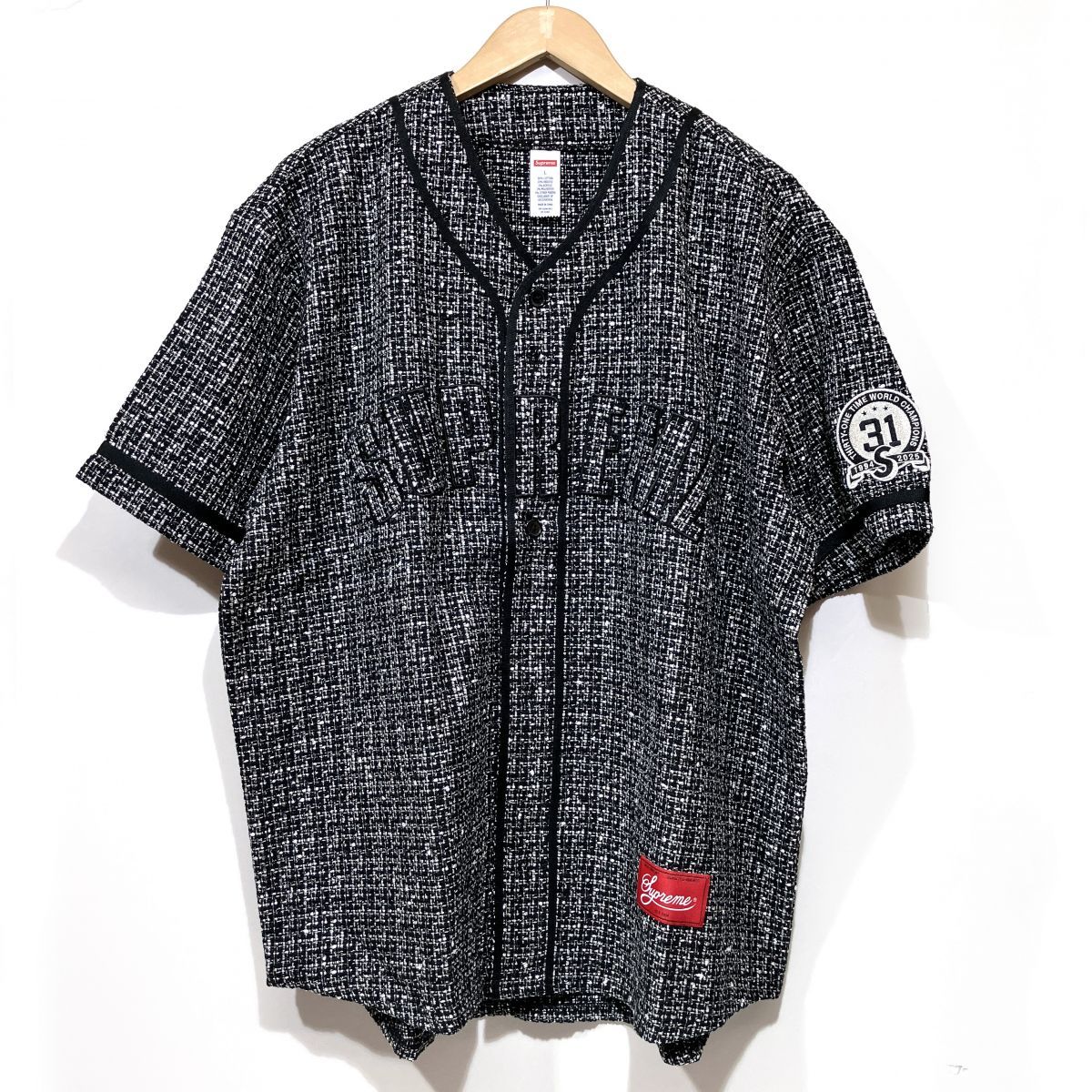 Supreme シュプリーム Boucle Baseball Jersey Black サイズL メンズ