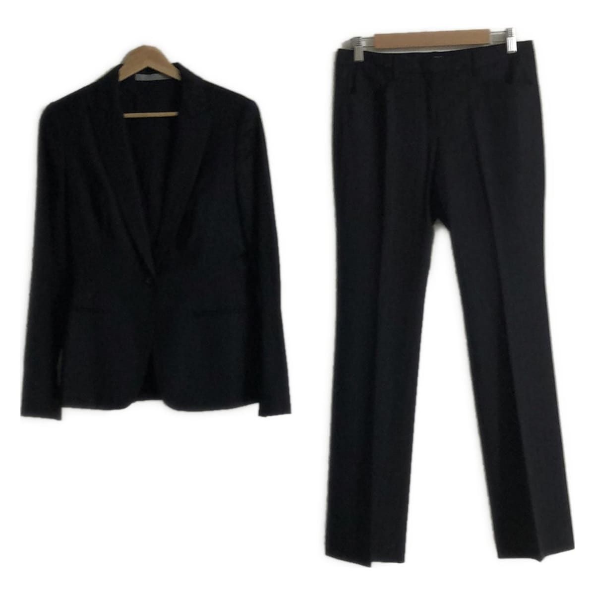 theory luxe セオリーリュクス レディースパンツスーツ レディース - 黒×ライトブルー ストライプ