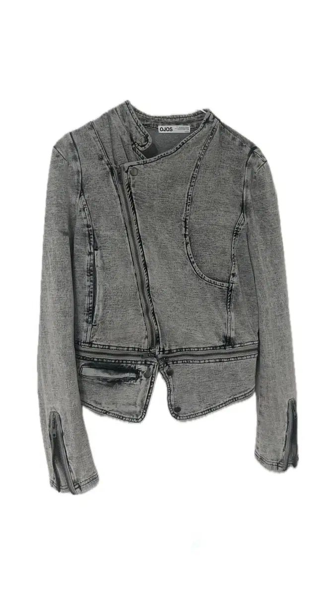OJOS ストレッチ デニム ライダースジャケット グレー