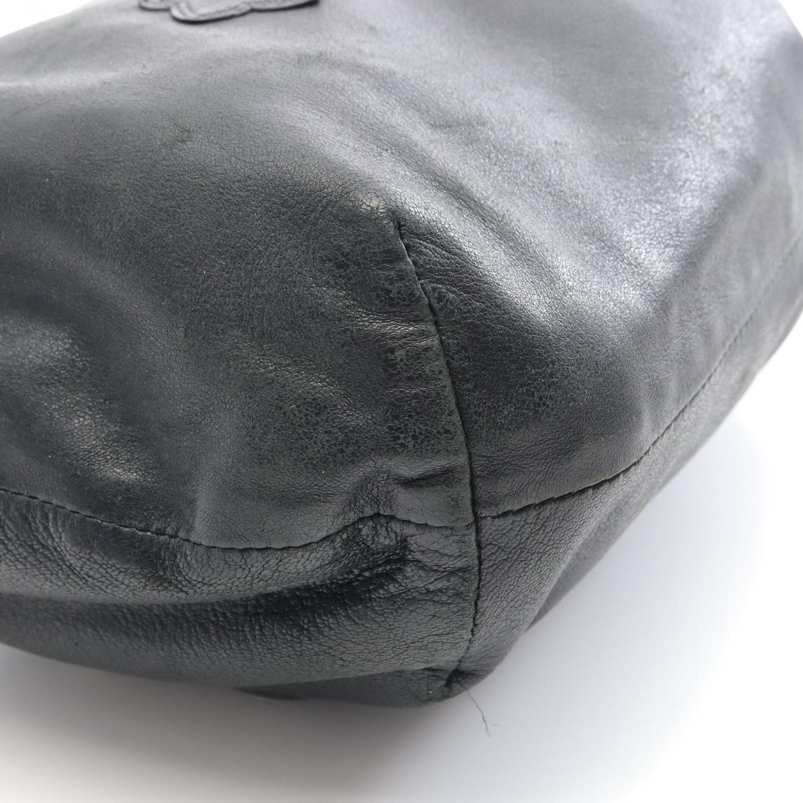 クロムハーツ ドローストリング サックポーチ 巾着型 レザー ブラック CHROME HEARTS クロムハーツ ドローストリングサック 巾着 ポーチ