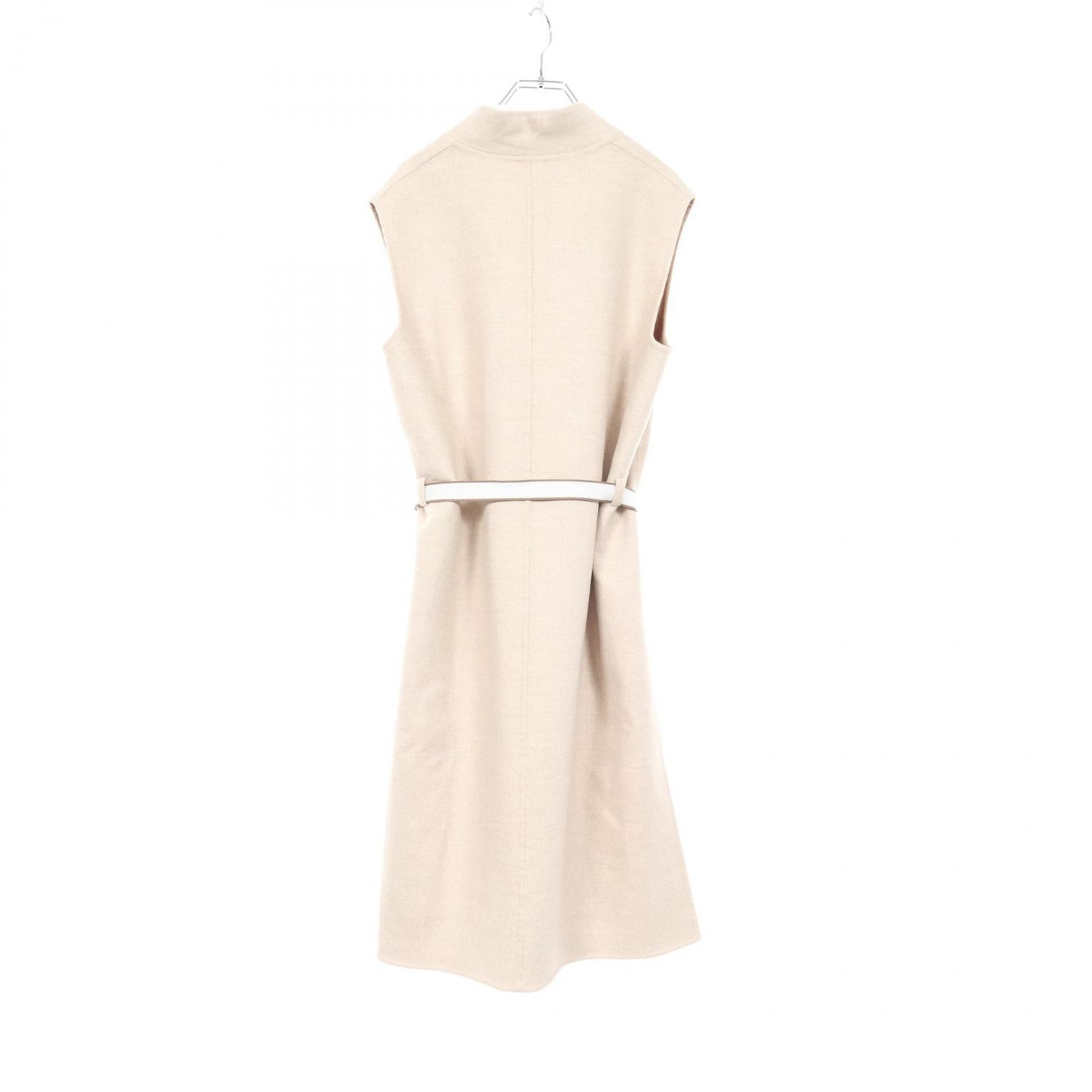 エルメス HERMES ベスト ロングベスト ホワイト カシミヤ ロングジレ ベルト付き レディース A