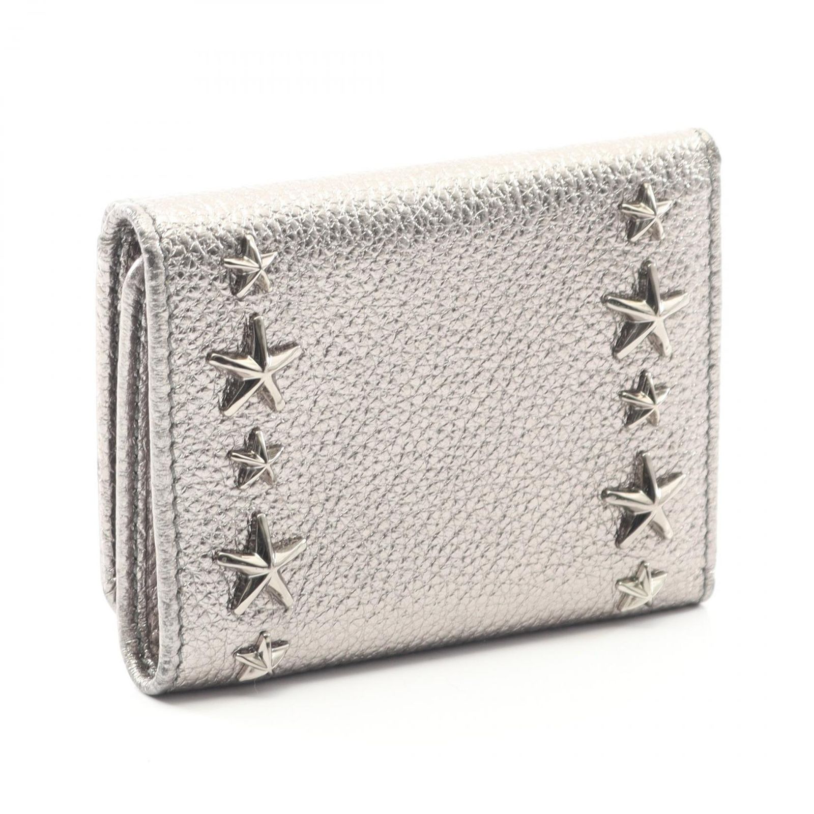 ジミーチュウ JIMMY CHOO 三つ折り財布 NEMO ネモ NEMO-UUF-0027 シルバー レザー スタースタッズ付き レディース A