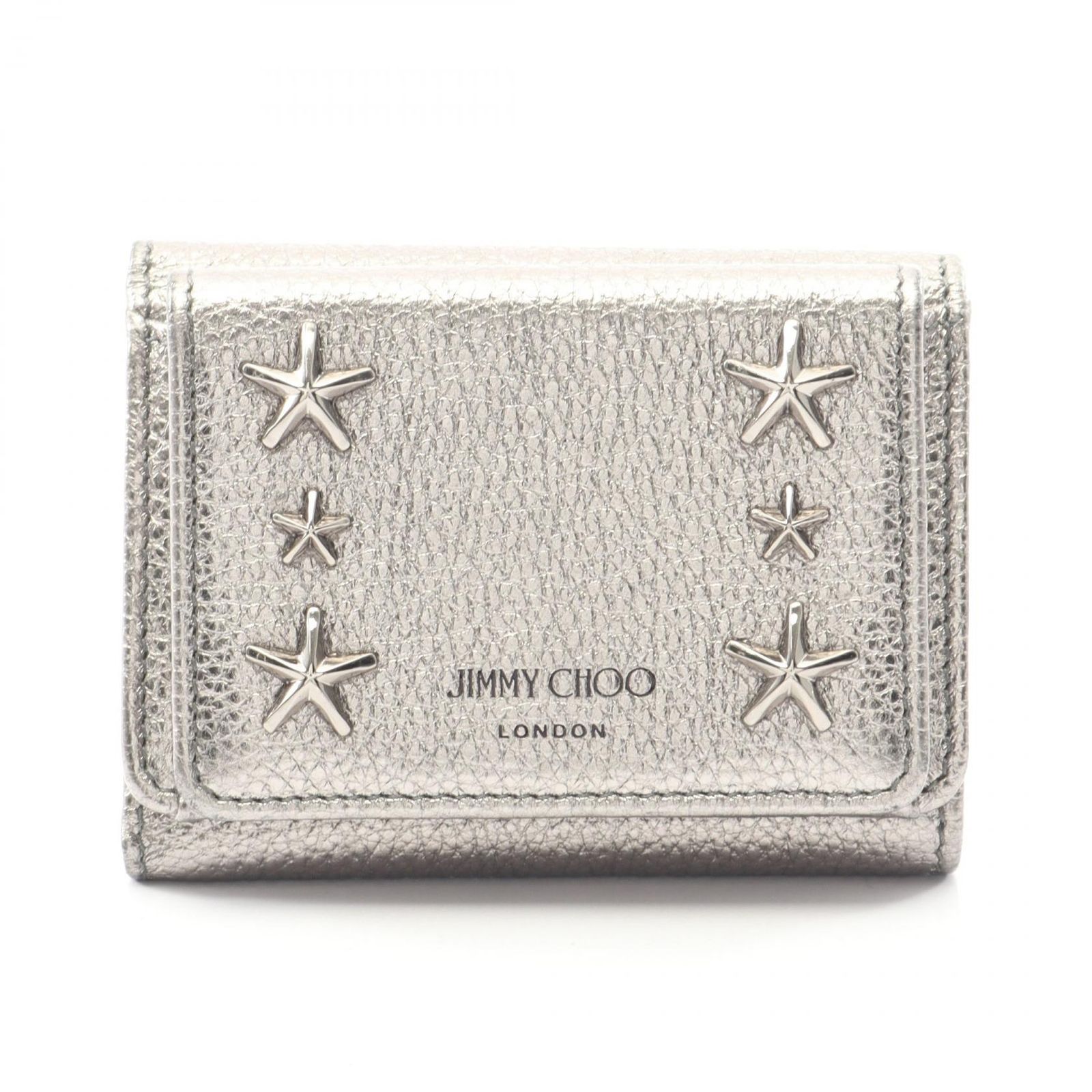 ジミーチュウ JIMMY CHOO 三つ折り財布 NEMO ネモ NEMO-UUF-0027 シルバー レザー スタースタッズ付き レディース A