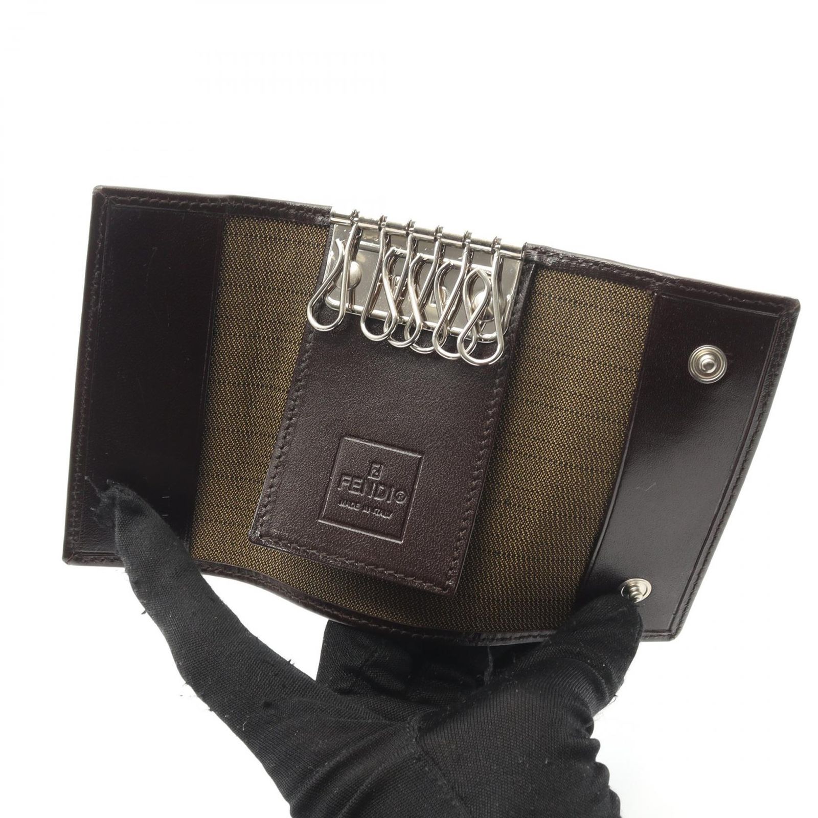 【未使用新品】FENDI　黒　ズッカ柄　キーケース フェンディ FENDI キーケース ズッカ ブラック/ダークブラウン