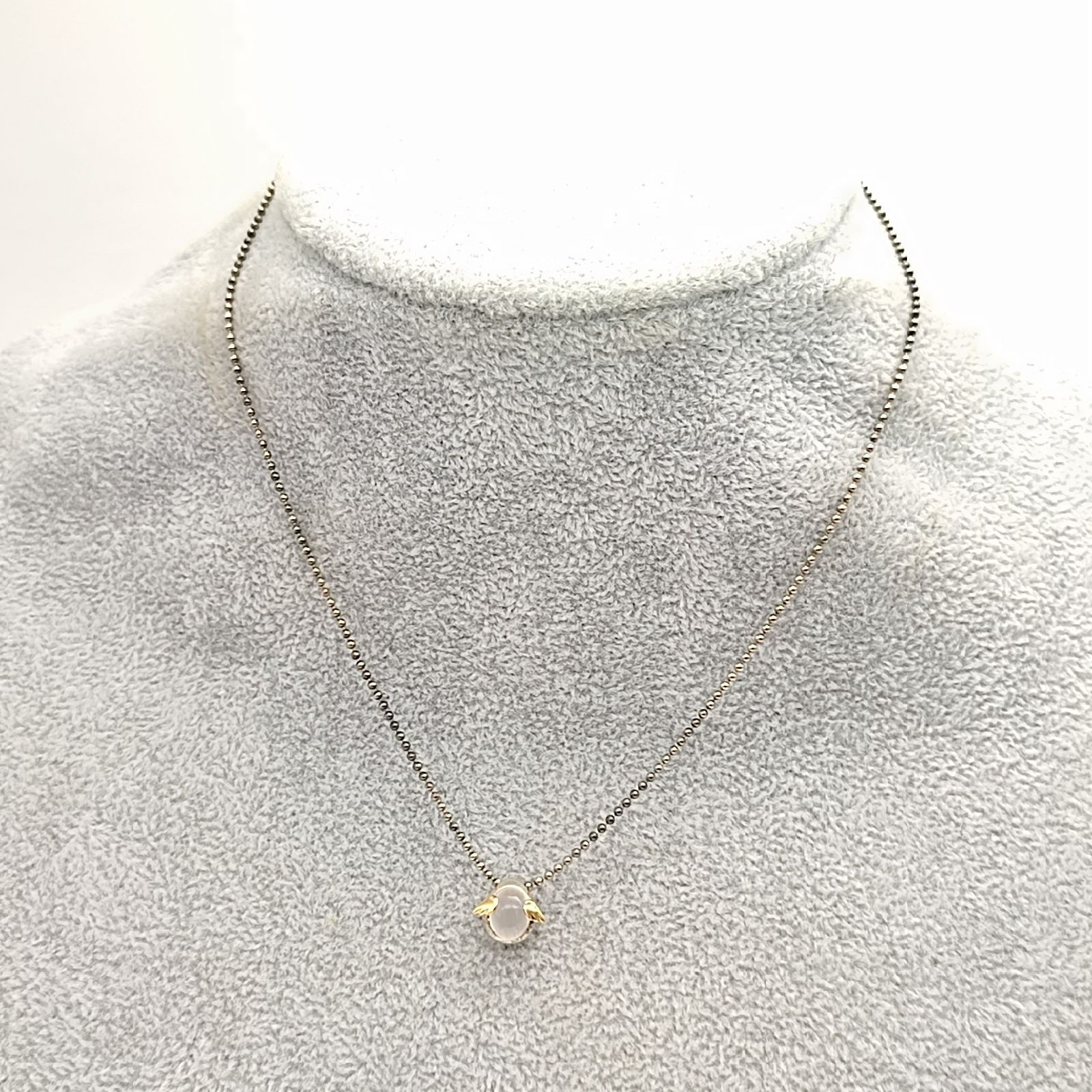天使の卵 ムーンストーンネックレス 天然石 ボールチェーン K18x 
