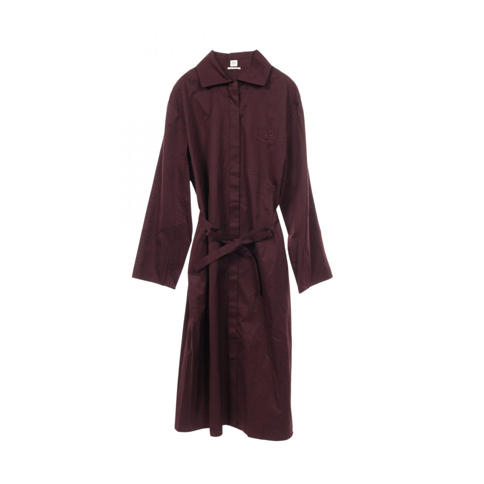 エルメス HERMES ワンピース カレーシュ刺繍 レッド コットン