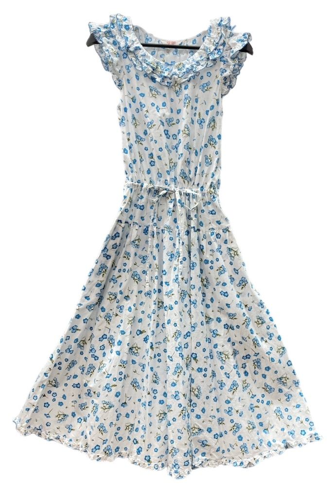 ピンクハウス PINK HOUSE ネモフィラ ノースリーブ ロング ドレス DRESS フ リボン ピコフリル ピコット ロリータ ゴスロリ レトロ WHITE 白 BLUE 青 A 2151 FA 463 ワンピース 花 植物 ホワイト 104 LT-289