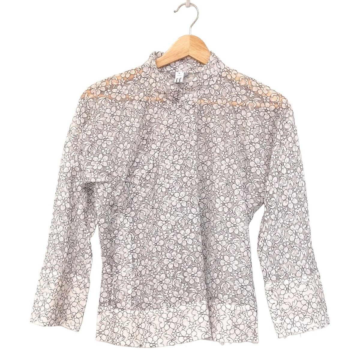 コムデギャルソンコムデギャルソン 長袖シャツブラウス サイズS レディース - 白×黒 長袖 花柄 レース 切りっぱなし 春 夏