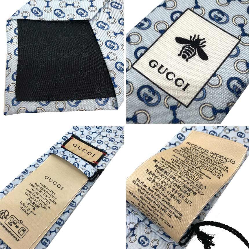 GUCCI グッチ ネクタイ GG ビット柄 ライトブルー メンズ 服飾小物 未