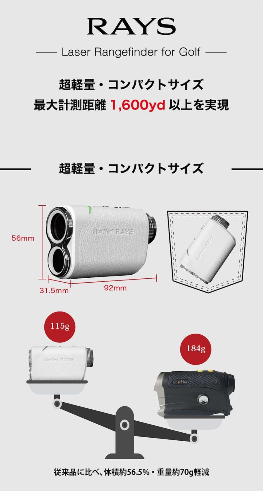 Shot Navi(ショットナビ) ゴルフ レーザー距離測定器 LaserSniper RAYS
