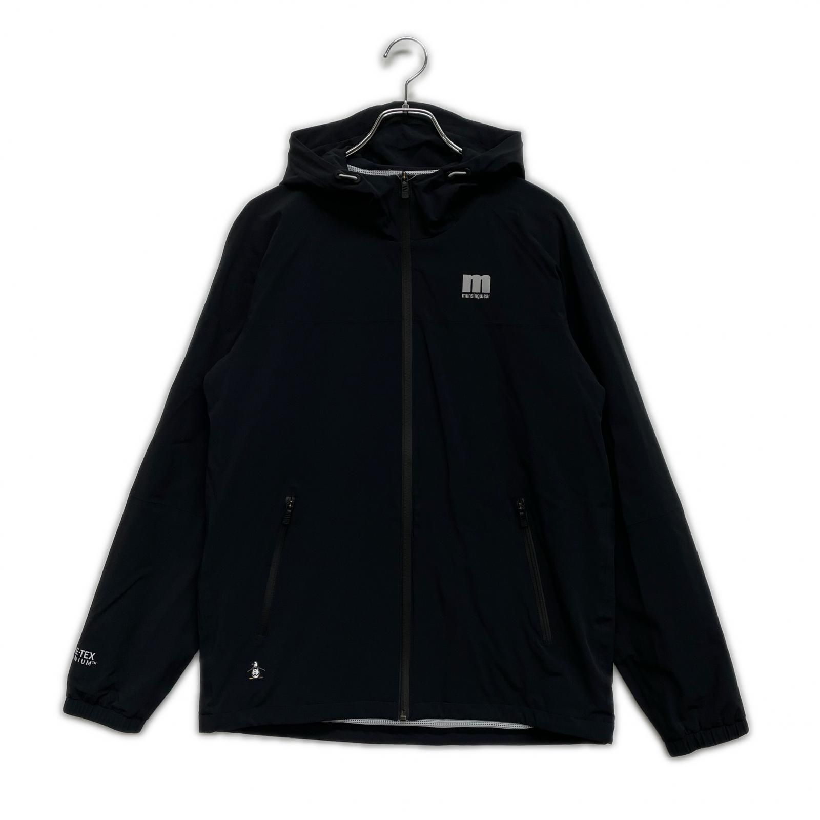 メンズ マンシングウェア Munsing wear フルジップアウター L 黒 メッシュ裏地 ゴアテックス フード付