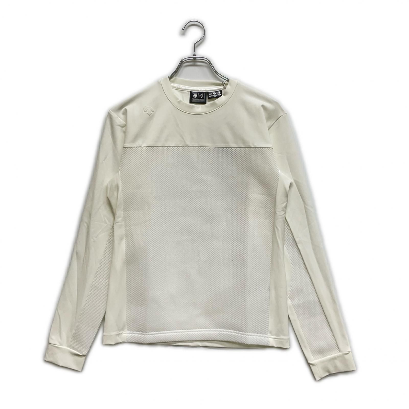 メンズ デサントゴルフ DESCENTE GOLF 長袖シャツ M 白 ホワイト メッシュ切替 ジャージ素材