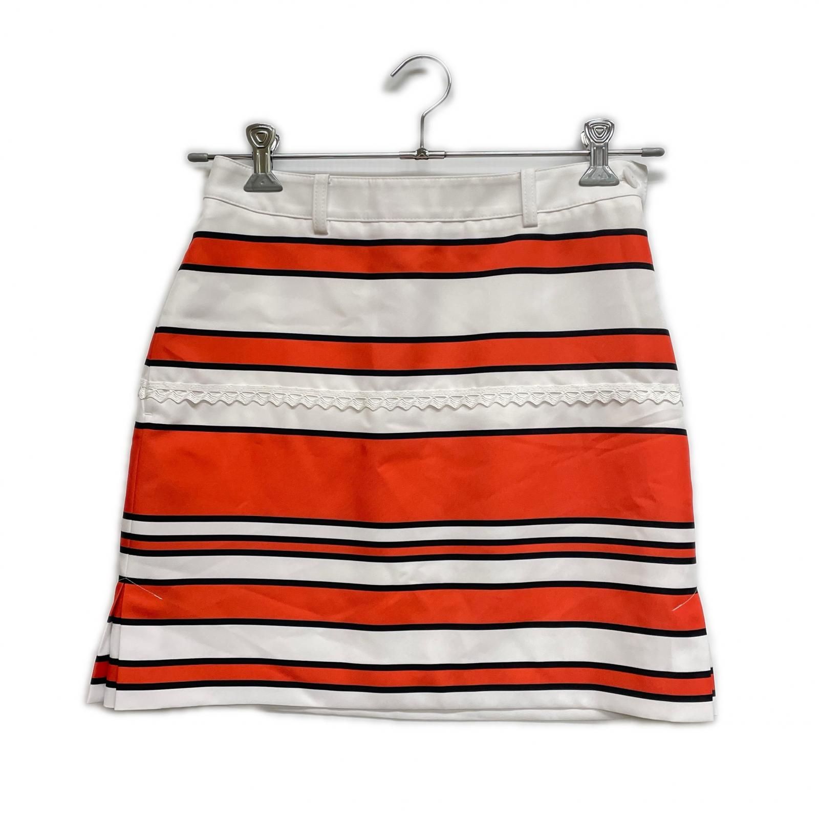 レディース アルチビオ archivio スカート 38 M 白×オレンジ系 ホワイト ボーダー柄 裏地付き