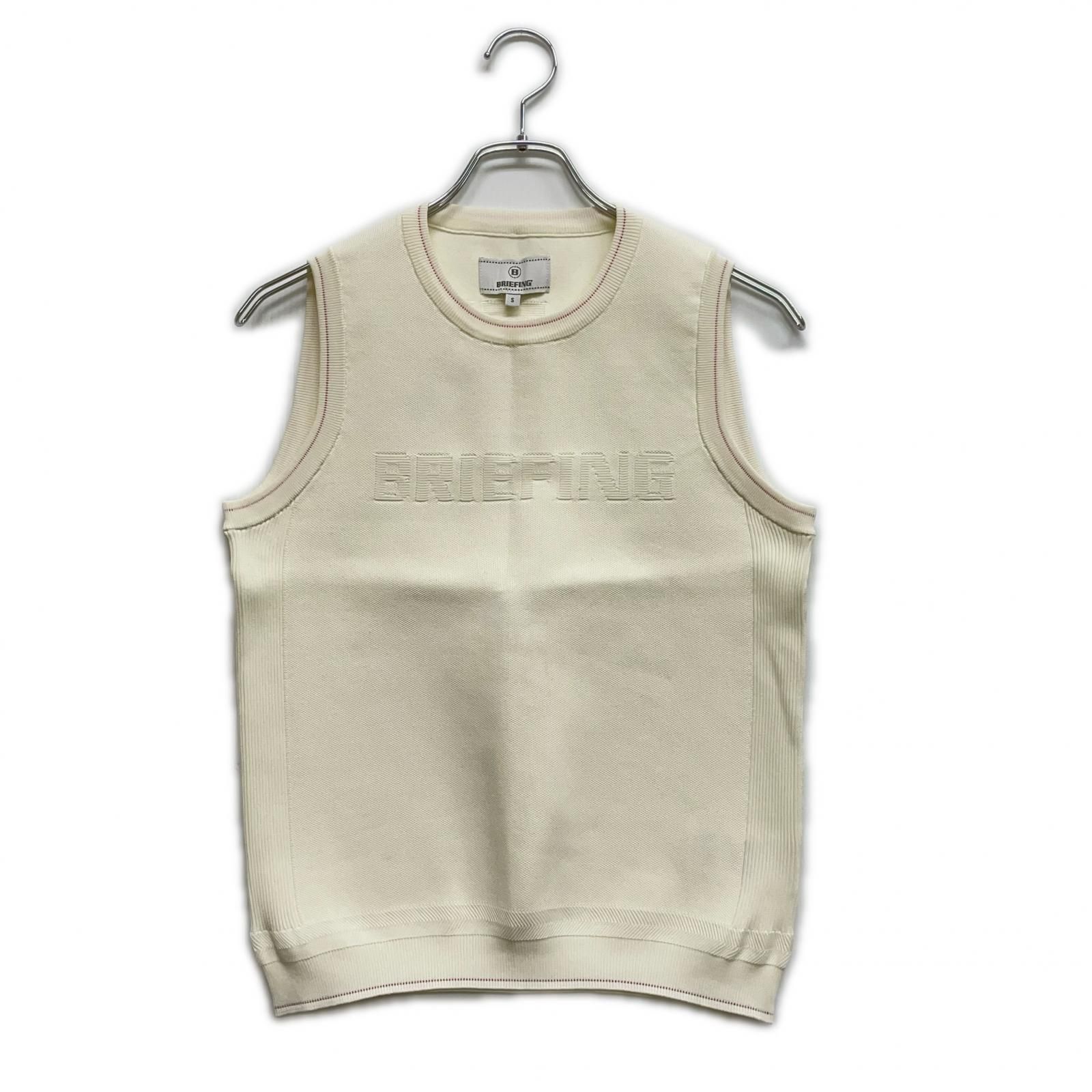 レディース ブリーフィング BRIEFING ベスト S 白 ホワイト クルーネック ニット 軽量