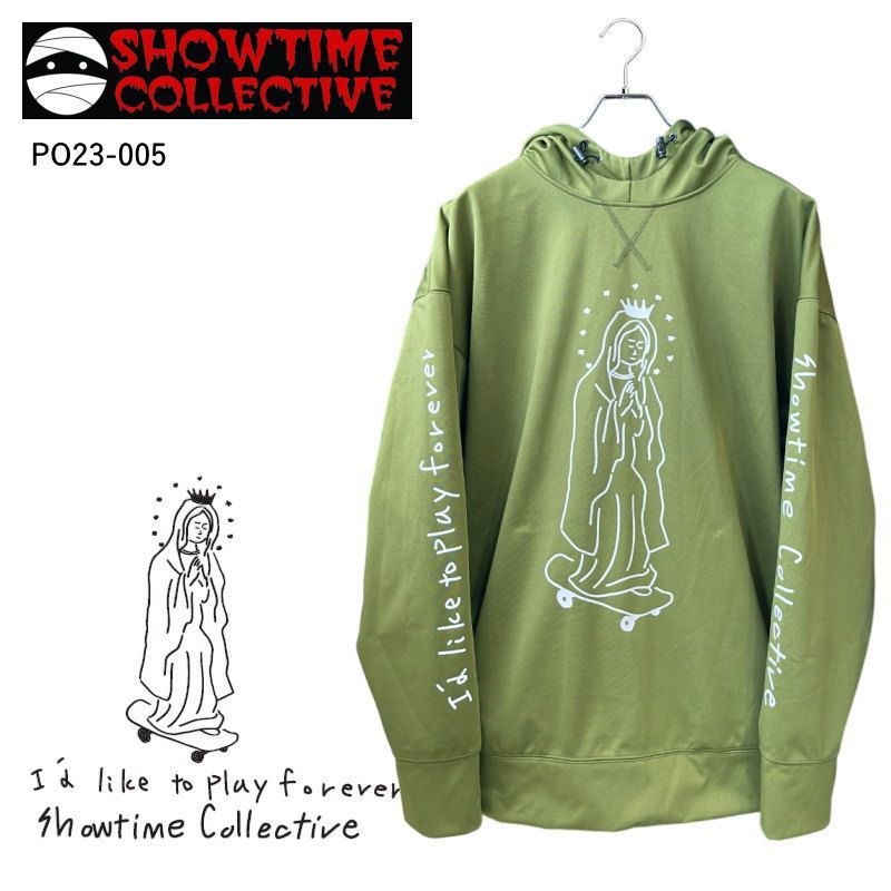 本物保証，人気SALE ★ SHOWTIME PO23-005 MARY ﾌﾟﾙｵｰﾊﾞｰﾊﾟｰｶｰ ｶﾗｰ:ｶｰｷｸﾞﾘｰﾝ スノボウェア スノーボード 撥水パーカー ユニセックス 25-26 日本正規品 ウェア(男性用)
