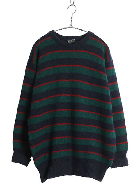 70 s スコットランド製 ブルックスブラザーズ ボーダー ニット セーター メンズ L ヴィンテージ マックジョージ シェットランド ウール