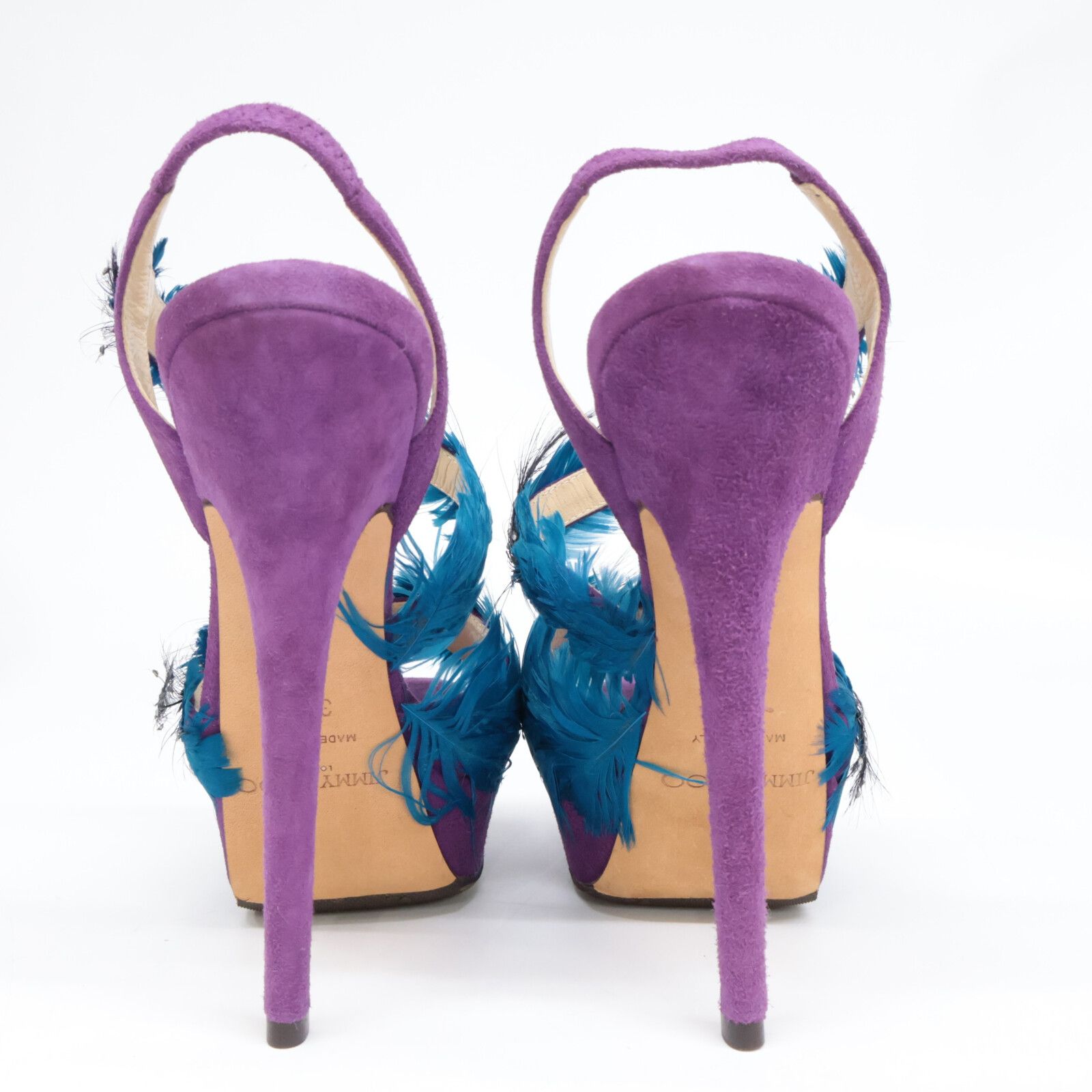  JIMMY CHOO ジミーチュウ ICONS MARLENA フェザー ラインストーン装飾 スエード ストラップ プラットフォーム サンダル 35 1 2 サンダル サンダル ミュール