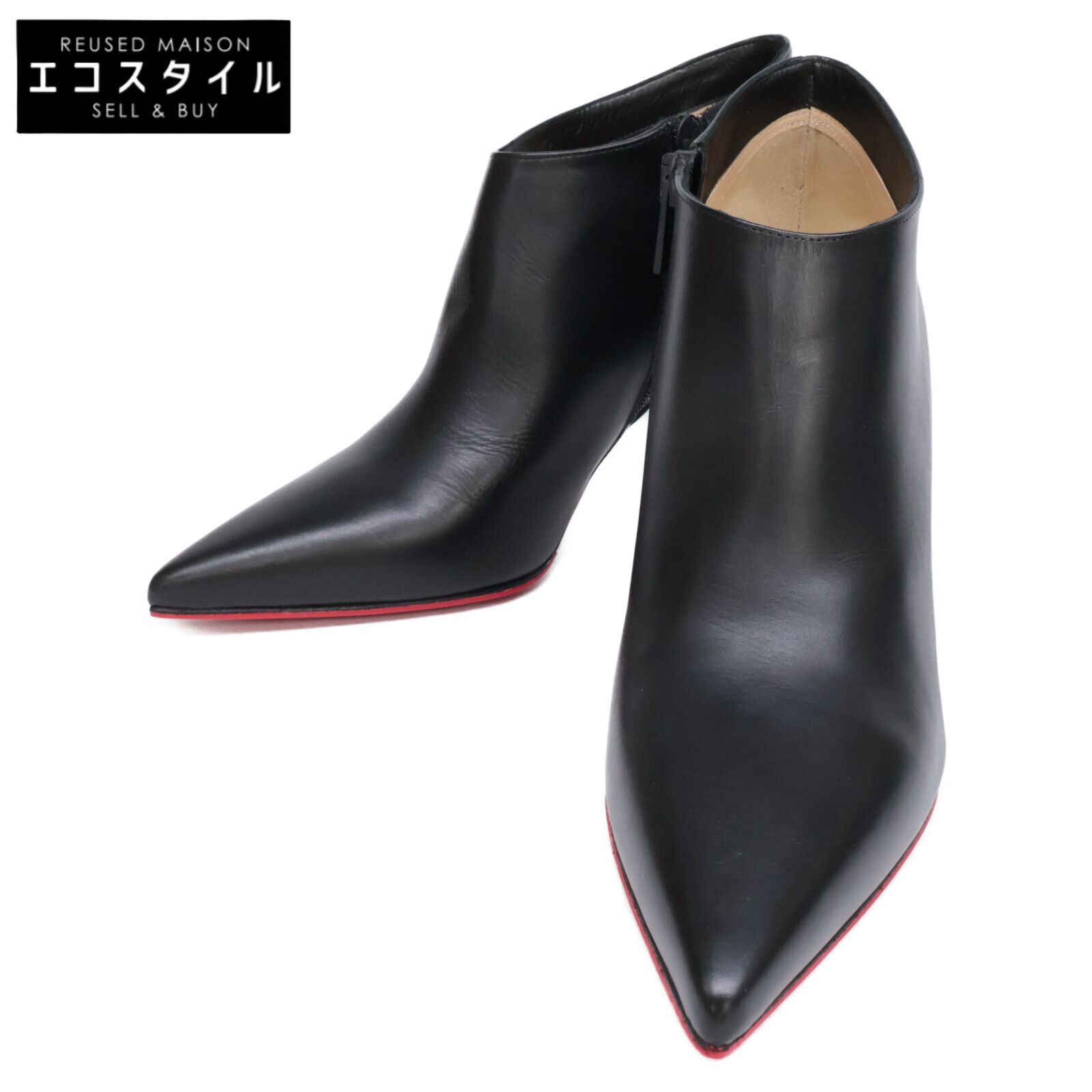 Christian Louboutin クリスチャンルブタン 3190567 GORGONA 85 レザー ブーティ 38