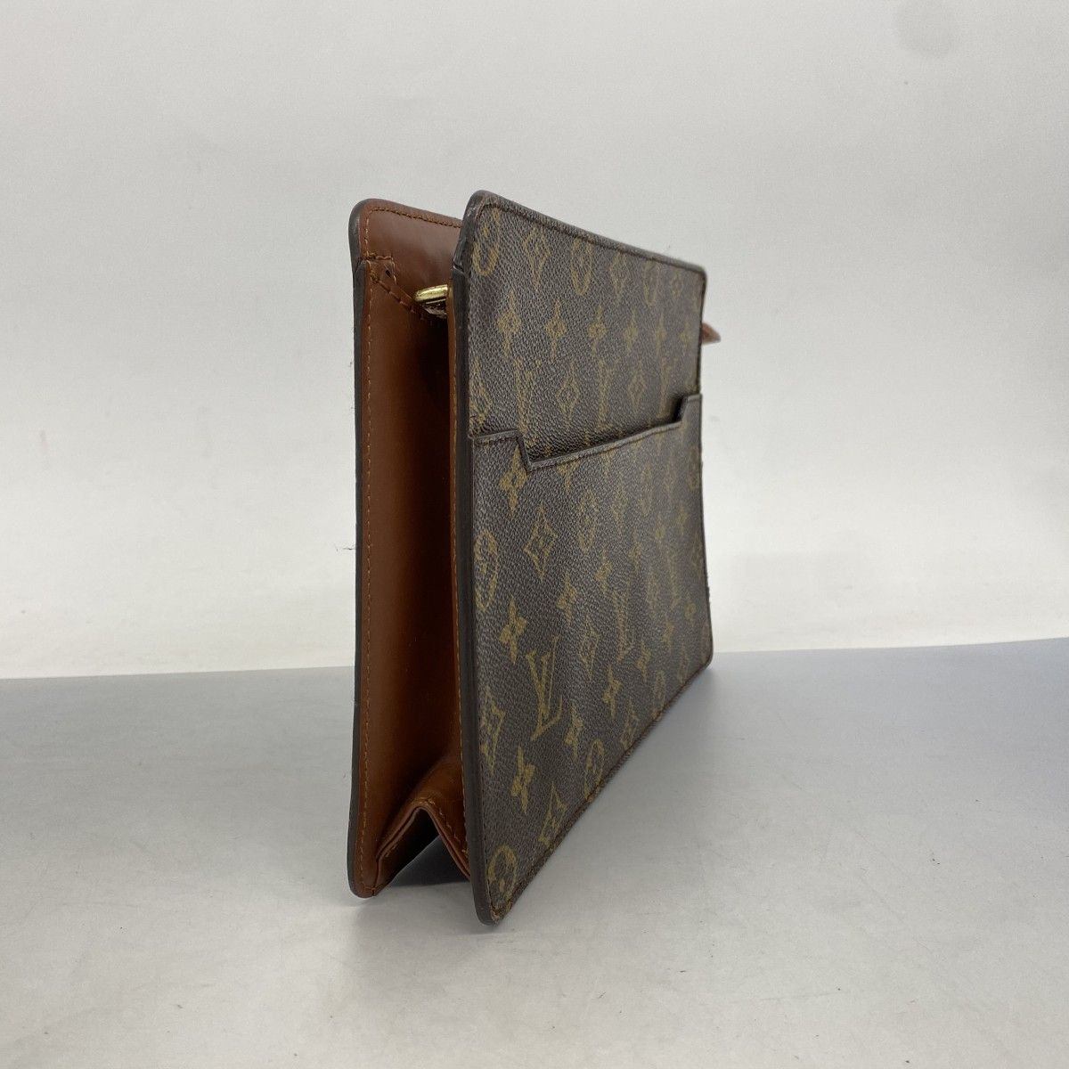 5 pc 3627 ルイヴィトン クラッチバッグ モノグラム ポシェットオム M 51795 ブラウン メンズ レディース ユニセックス