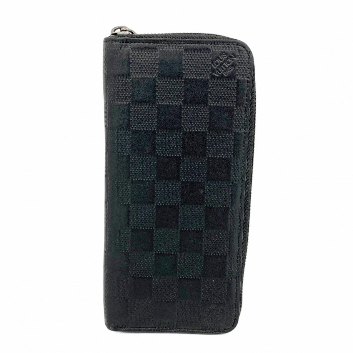 5 pc 3631 ルイヴィトン 長財布 ダミエ アンフィニ ジッピーウォレットヴェルティカル N 63548 オニキス メンズ