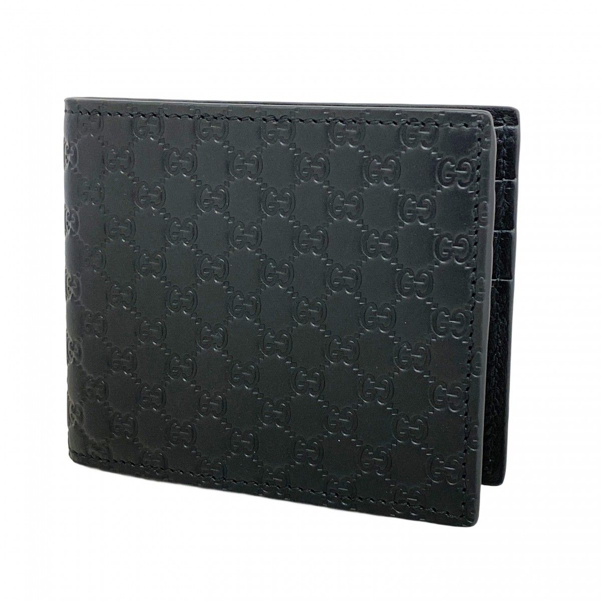 5 pc 3700 グッチ 札入れ マイクログッチシマ 260987 レザー ブラック シルバー金具 メンズ