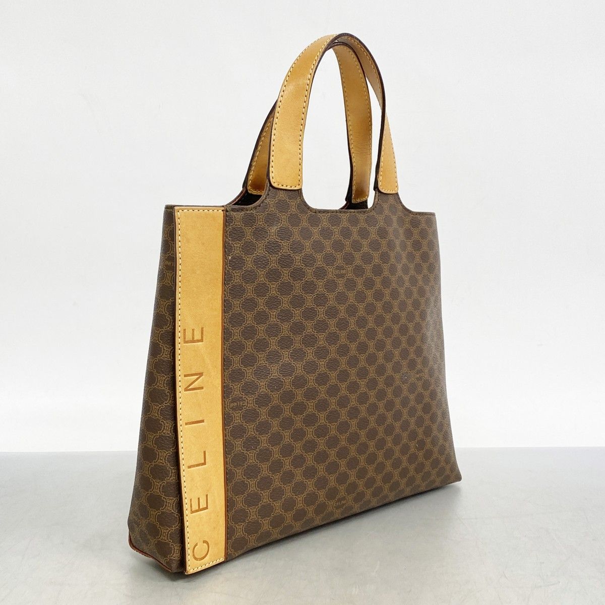 5 pc 3754 セリーヌ トートバッグ マカダム PVC ブラウン ゴールド金具 レディース