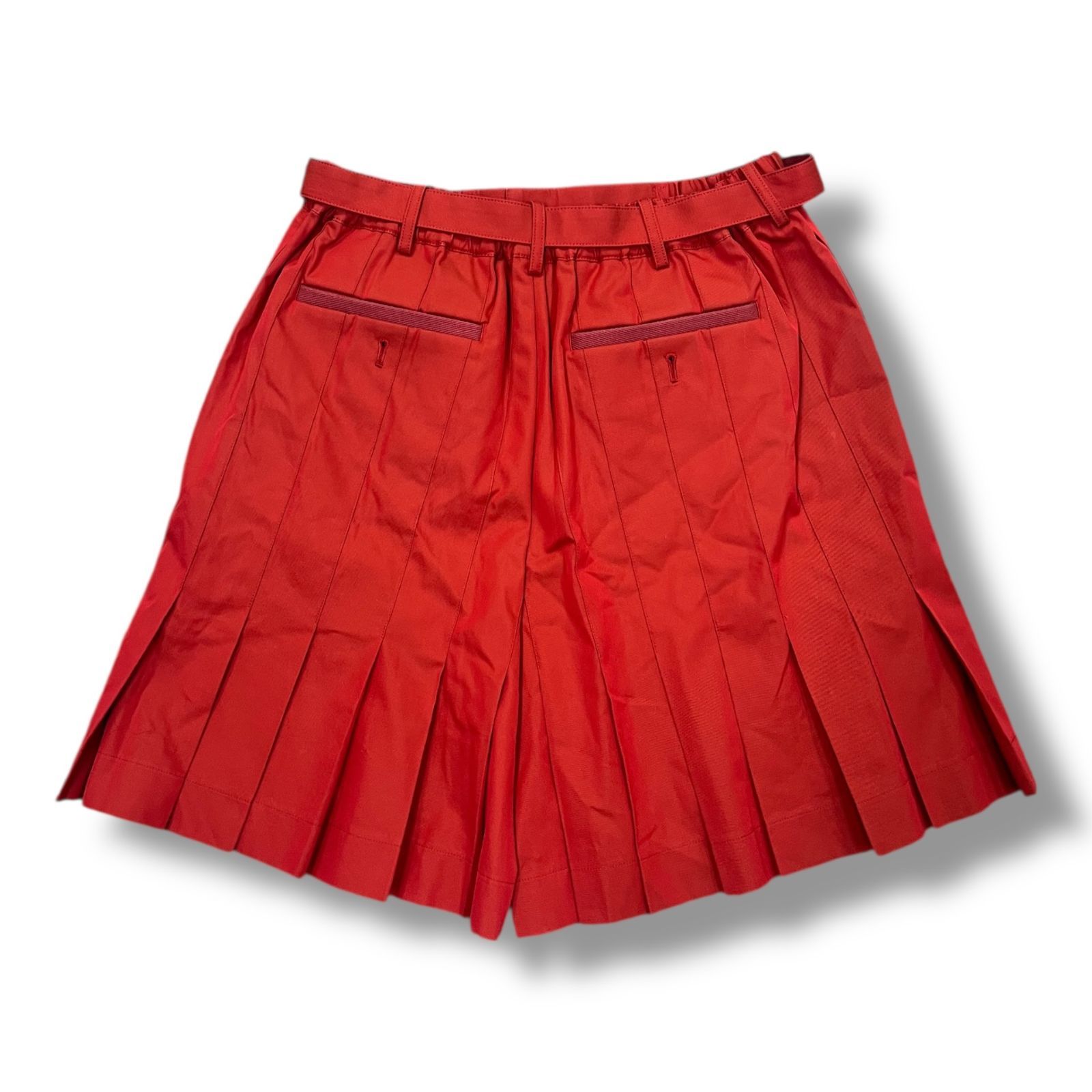 sacai Pleated pants プリーツパンツ ショートパンツ ベルト付きパンツ サカイ 23-02945 M レッド 1 1079 A