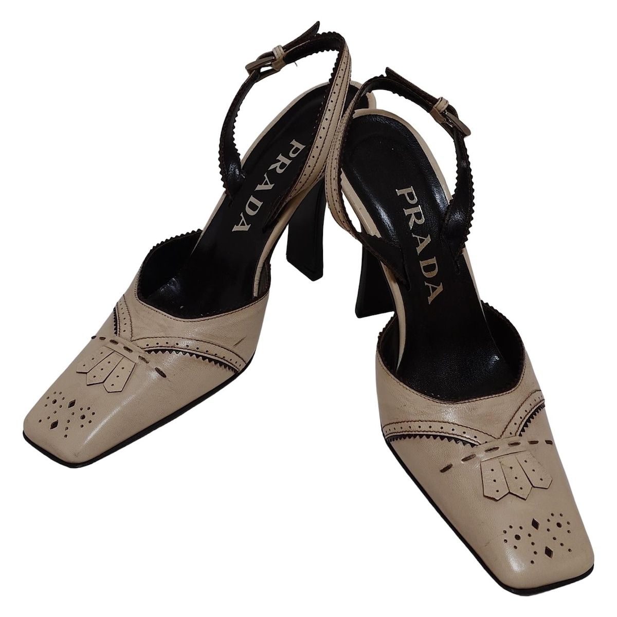 PRADA プラダ サンダル 37 1 2 レディース - アイボリー レザー