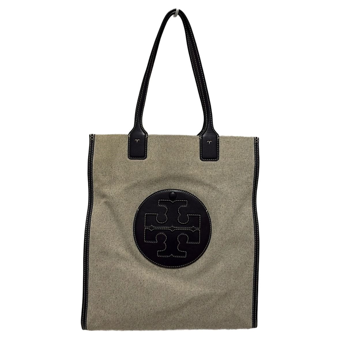 TORY BURCH トリーバーチ トートバッグ - ベージュ×ダークネイビー レザー