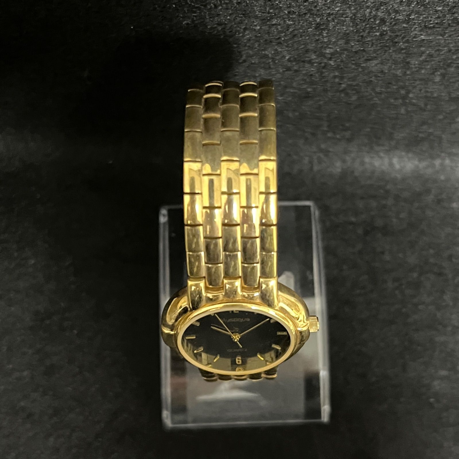 稼働品】 Mystique 腕時計 18K 金メッキ ゴールド クォーツ アナログ