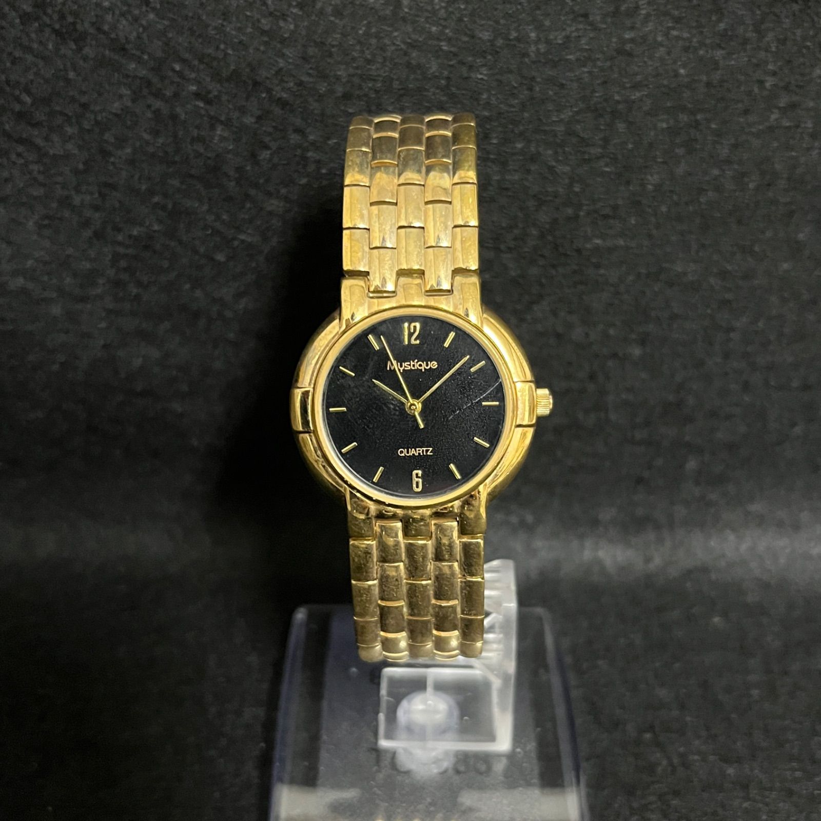 【美品】新品電池✨18K ゴールド パール アンティーク 腕時計 クォーツ時計 稼働品】 Mystique 腕時計 18K 金メッキ ゴールド クォーツ アナログ