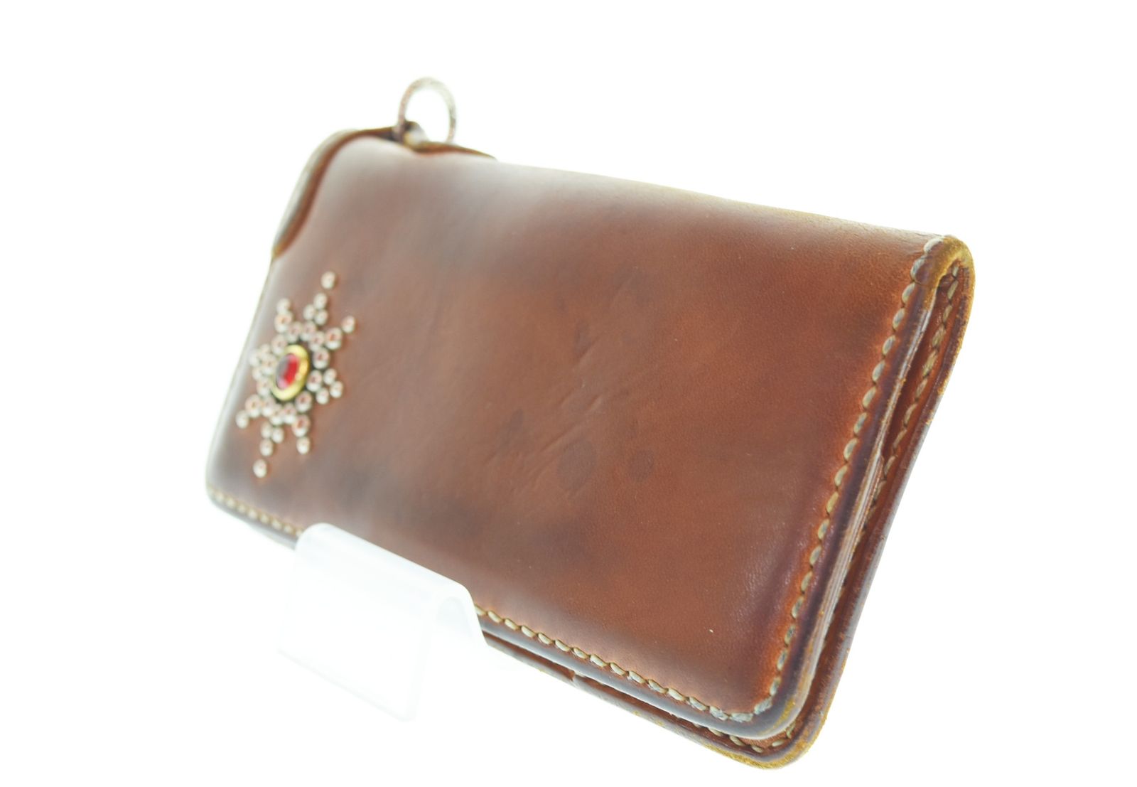 フラッドヘッド THE FLAT HEAD スタッズ 二つ折り ロングウォレット 財布 ケース メンズ財布 ブラウン 103 SA-38