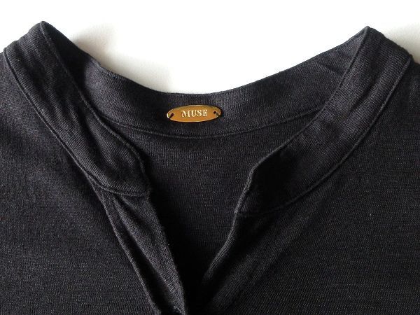  MUSE de Deuxieme Classe ミューズ ドゥーズィエムクラス 2020 SS J-LINEN リネン ニット シャツ 黒 ブラック カーディガン 定価28600円 長袖 シャツ ブラウス