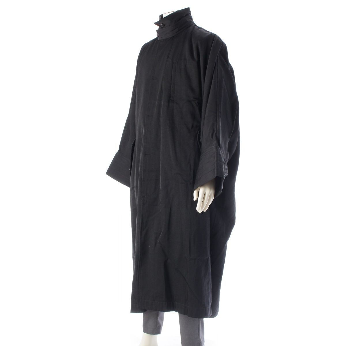 イッセイミヤケ 80s ナイロン 筆タグ 変形 イカ ステンカラーコート