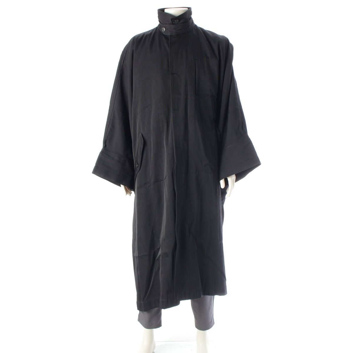 イッセイミヤケ 80s ナイロン 筆タグ 変形 イカ ステンカラーコート