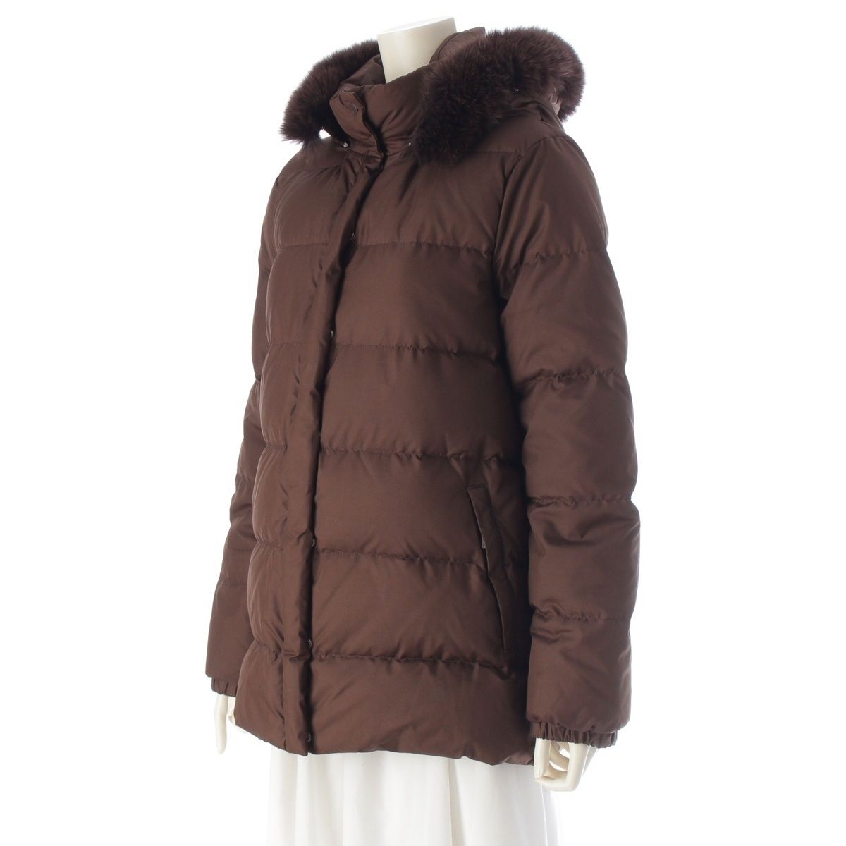 モンクレール 茶タグ ファー ジップアップ ダウンジャケット ブラウン 0