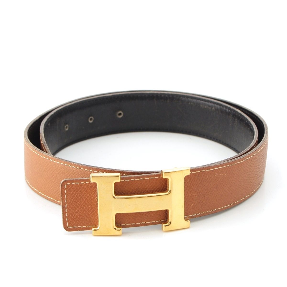 エルメス Z刻印 レザー Hバックル ゴールド金具 ベルト ブラウン 80