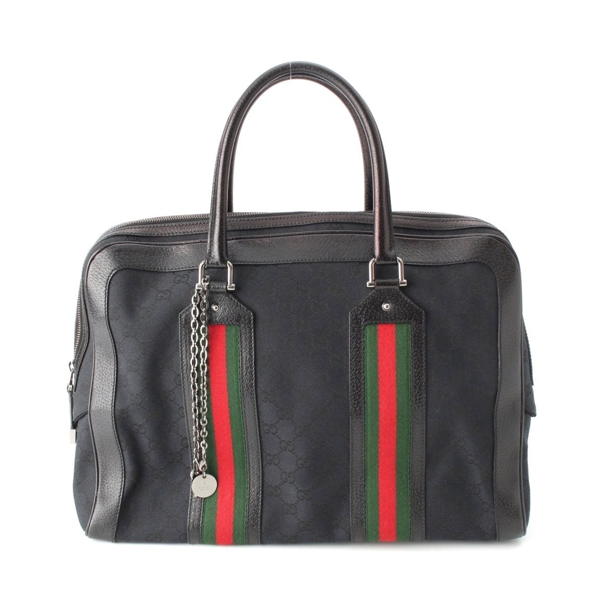 グッチ シェリーライン ボストンバッグ トートバッグ ブラック系