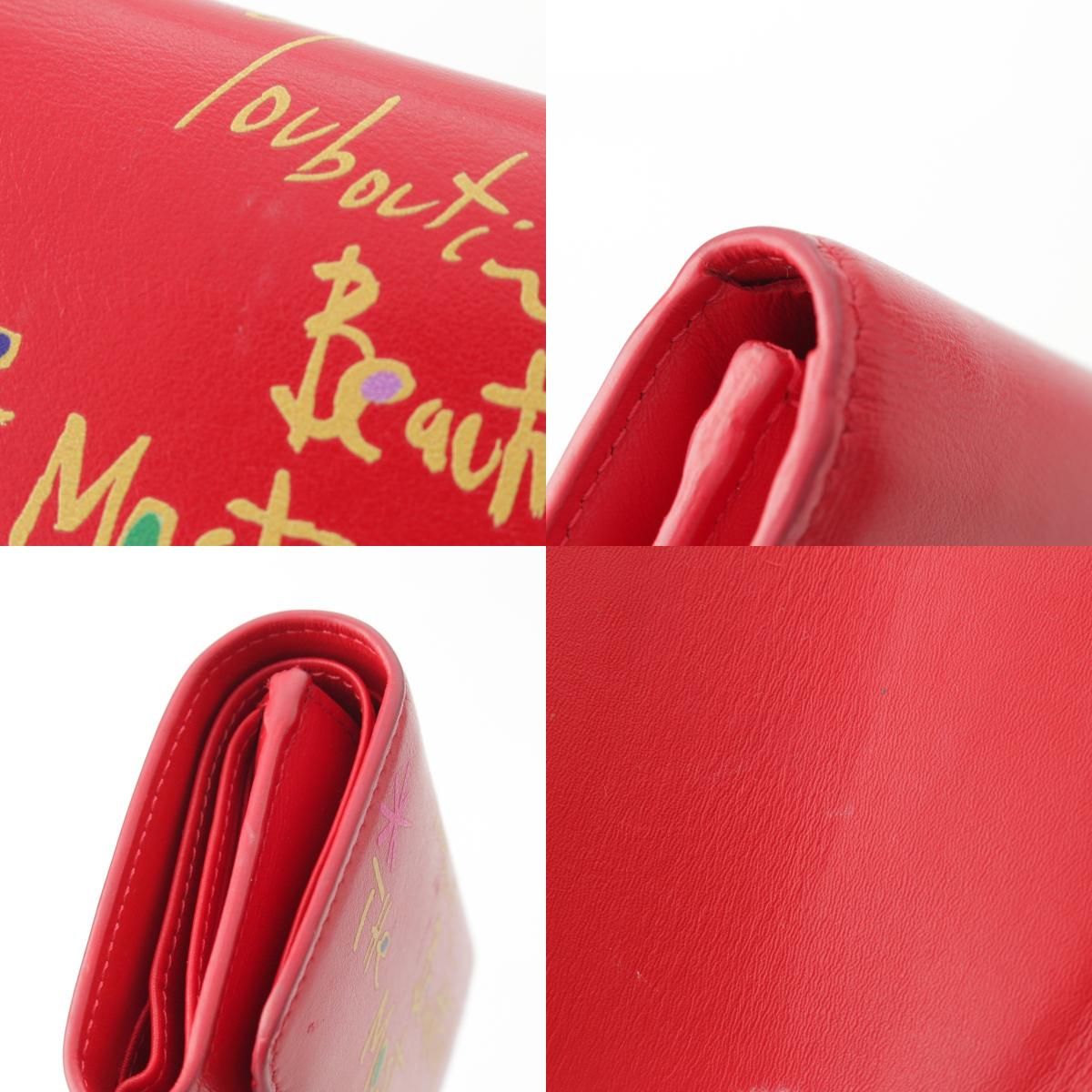⭐️今日だけ値下げ⭐️新品未使用 ルブタン 三つ折り財布 レッド クリスチャンルブタン レザー グラフィック コンパクトウォレット 三
