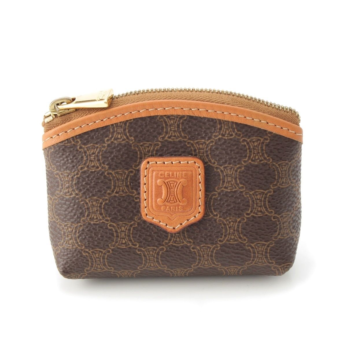 セリーヌ レザー ヴィンテージ マカダム トリオンフ ロゴ コインケース 小銭入れ ブラウン