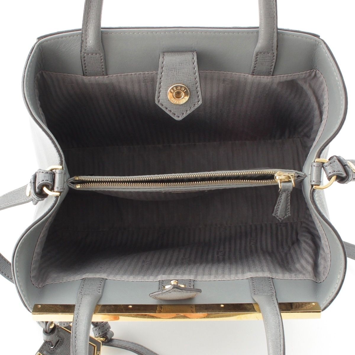 【最終価格】＊FENDI ＊プチトゥージュール グレー ジュハンドバッグ2way 最終価格】＊FENDI ＊プチトゥージュール グレー ジュハンドバッグ2way
