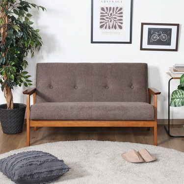  2人掛 天然木フレーム ファブリックソファ 幅127cm ソファ ファブリック チェア 椅子 1人暮らし 2人暮らし DINKS ベルベット無地 2人掛け 3人掛けソファ ソファ ソファベッド