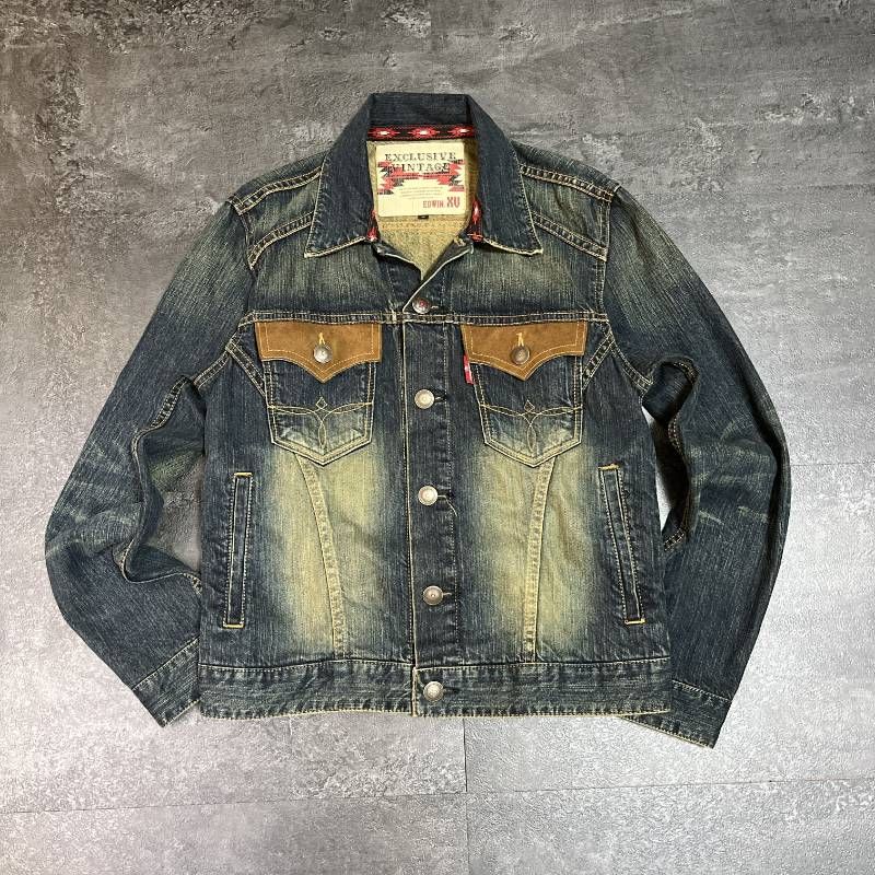 EDWIN XV Denim Jacket Buckle Back Exclusive Vintage Men's M