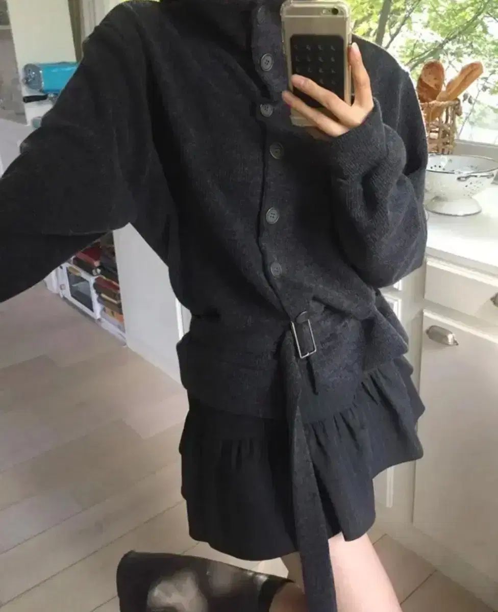 ノビヤカ ベルト ルーズ ハイ カーディガン スカート セット