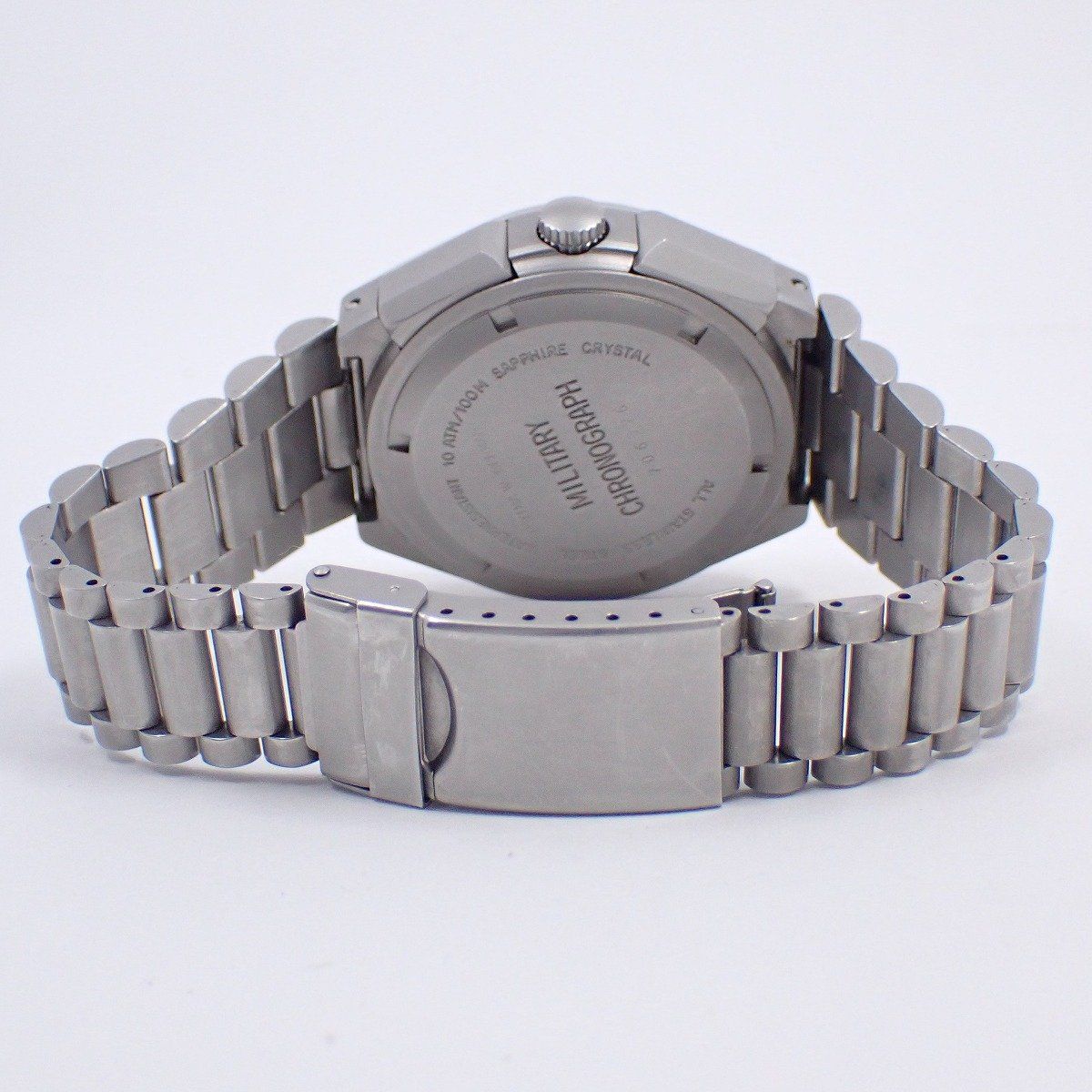  OH済み TUTIMA チュチマ ミリタリー クロノグラフ デイデイト 自動巻き メンズ 腕時計 黒文字盤 SSベルト 798 02 いおき質店 ユニセックス対応 自動巻き時計 腕時計(アナログ)